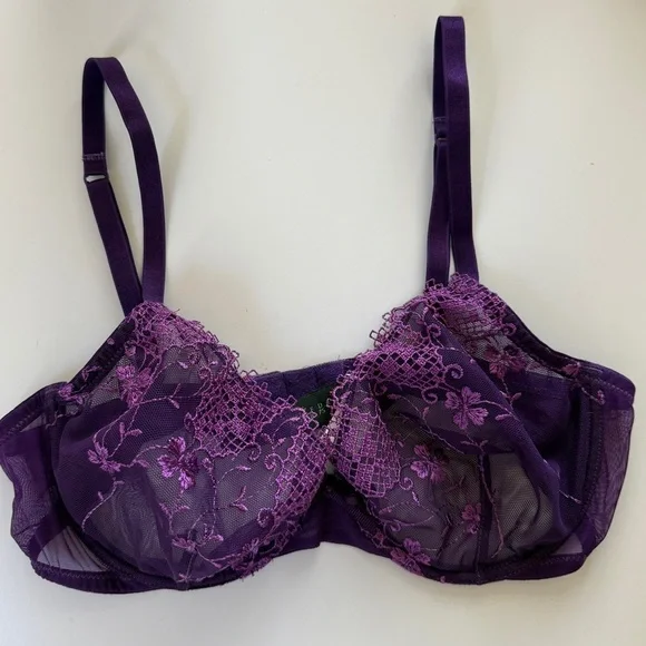 La Perla Lace Bra Royal Purple Sheer 34B - Picture 1 of 10